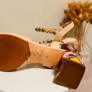 Azura Women's Beige Embellished Heels